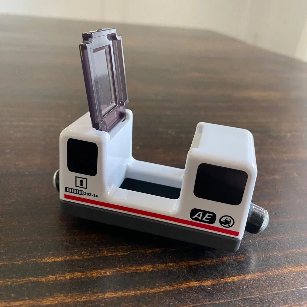 World Airport Express Passenger Train Tram White Red Magnetic Wooden Railway Car